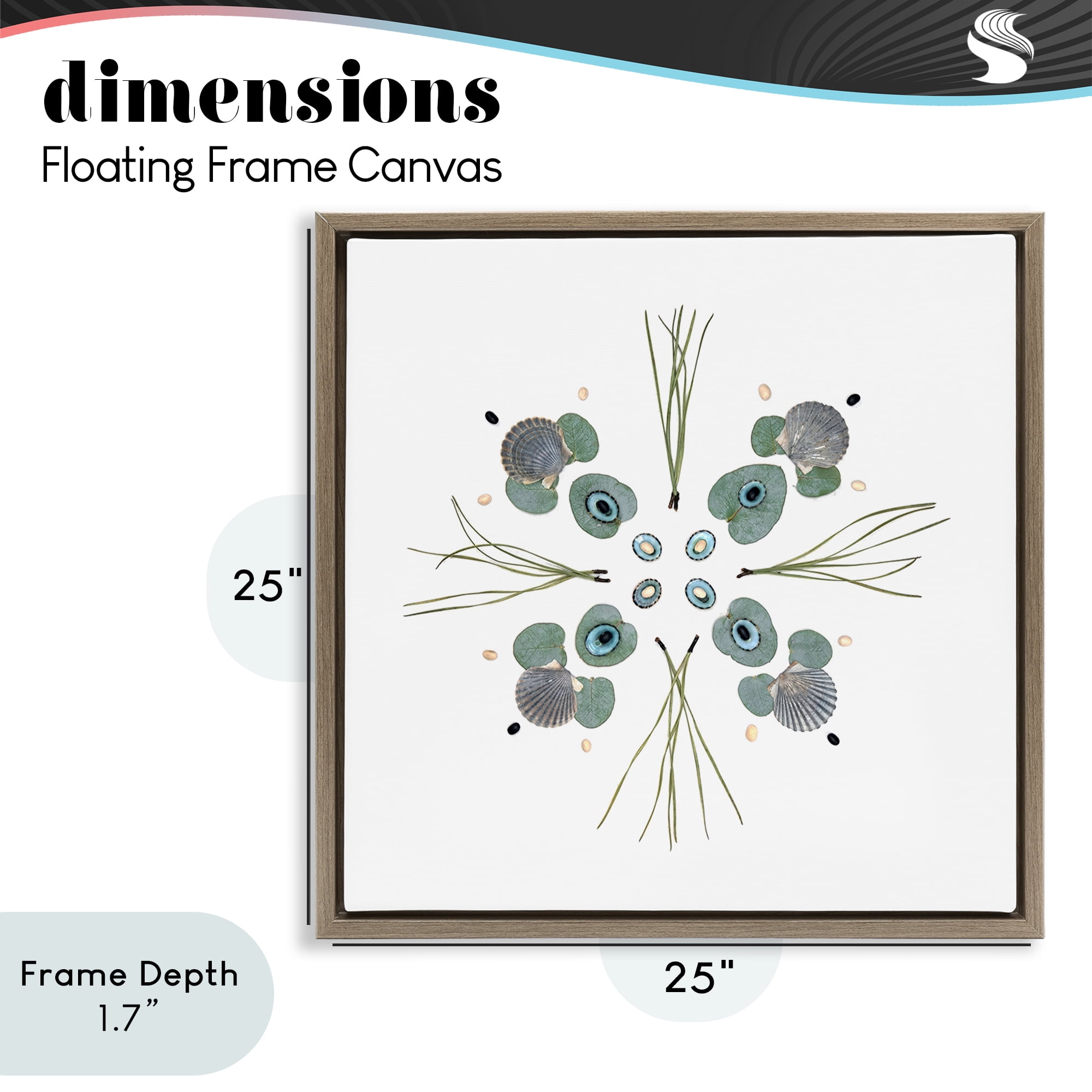 Stupell Industries Seashell & Leaf Symmetry Brown Framed Floater Canvas Wall Art, design by Beth Adoette