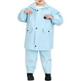 thumbnail image 5 of Boys Girls Rain Coat Waterproof Long Sleeved Hooded Fashionable Packable Rain Jacket School Toddler Clothing Rainwear Blue 9-12 Years, 5 of 5