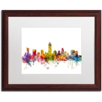 Trademark Fine Art 'Austin Texas Skyline' Canvas Art by Michael Tompsett, White Matte, Wood Frame