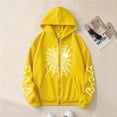 thumbnail image 2 of QTBIUQ Women Fashion Casual Printed Ladies Long Sleeve Tops Zip Blouse Hooded Sweatshirts Coat Yellow, 2 of 4
