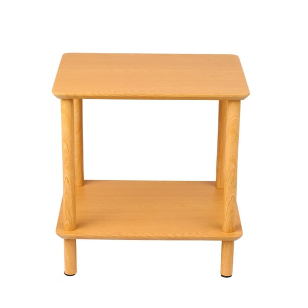 Mesa auxiliar de dos niveles, mesa de café, mesita de noche con diseño abierto