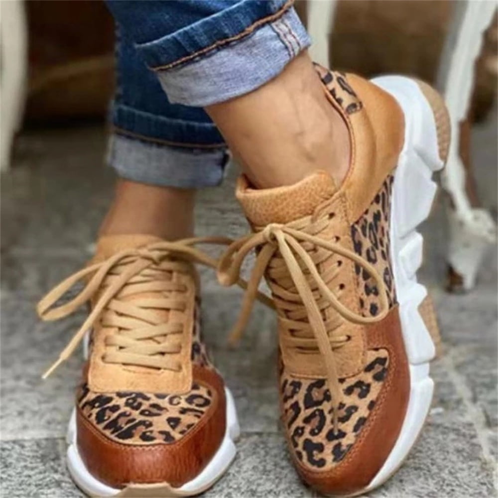 Spikes Platform Shoes Sneakers Womens Casual Chunky Size EU 40 UK 7 US 9 Animal Print Womens Shoes Low Tops Cosplay Athletic Sneakers Comfor