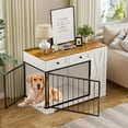 thumbnail image 5 of Dog Crate Furniture, Dog Kennel Wooden with Double Doors, Furniture for Dog Crate with 2 Drawers and Food Storage Cabinet, Indoor Furniture Style Dog Crate, Farmhouse Modern, White, 5 of 6