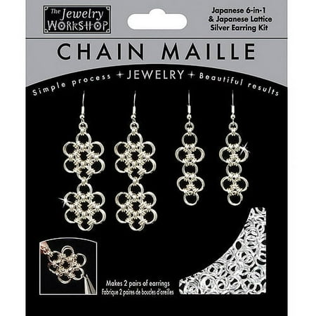 Chain Maille Jewelry Kit-Japanese 6-in-1 & Lattice Earrings - Sil