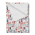 thumbnail image 2 of London Soft Flannel Fleece Throw Blanket, Sketch Artwork Country British Cultural Composition in Doodle Style, Cozy Plush for Indoor and Outdoor Use, 50" x 60", Vermilion Dark Blue, by Ambesonne, 2 of 5