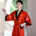 thumbnail image 6 of Vjnyvs Robe for Men Dragon Embroidered Rayon Silk Satin Yukata Pajamas Kimono Bathrobe Sleepwear Night Gown, 6 of 7
