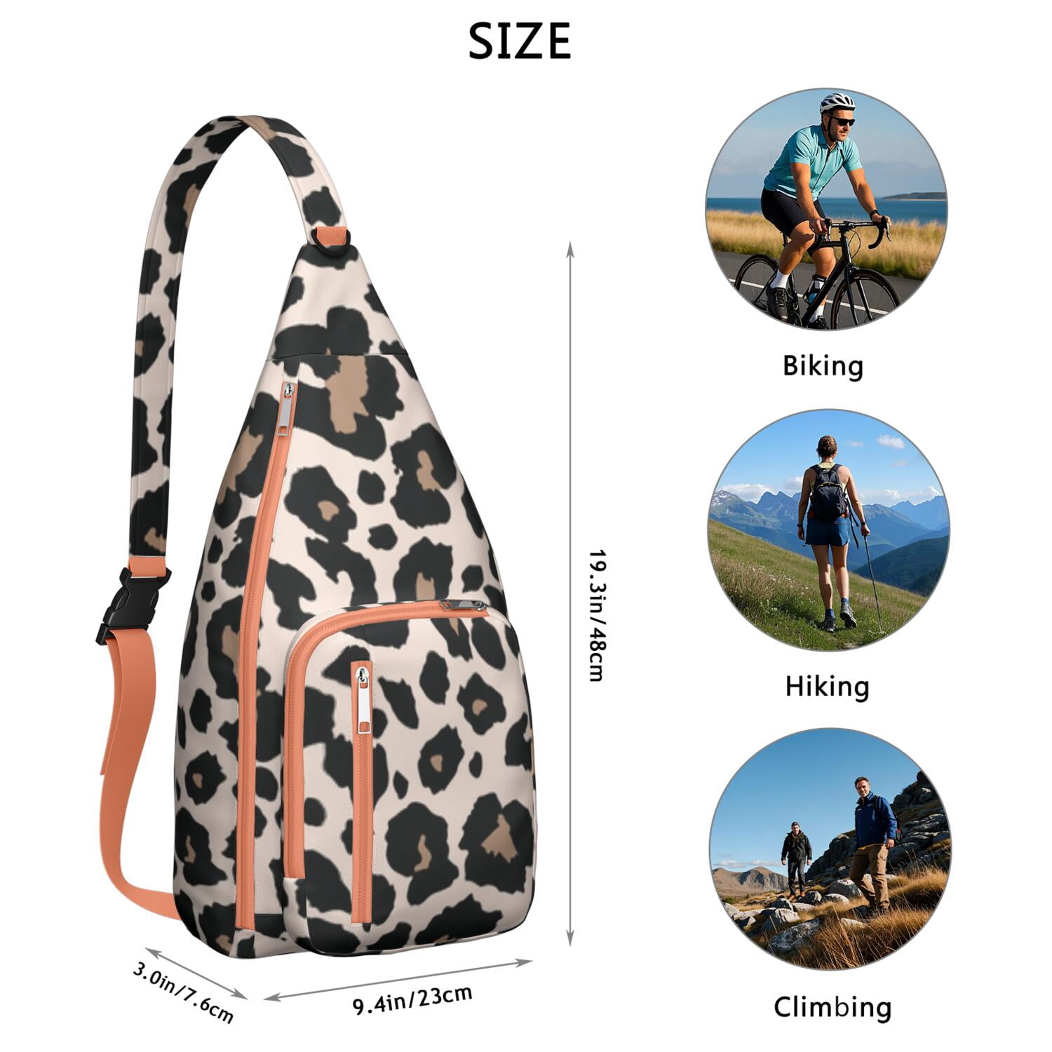 Textured Cheetah Chest Bag - 3D-Embossed Animal Print Sling Backpack (Luxury Tactile Design, Water-Resistant)