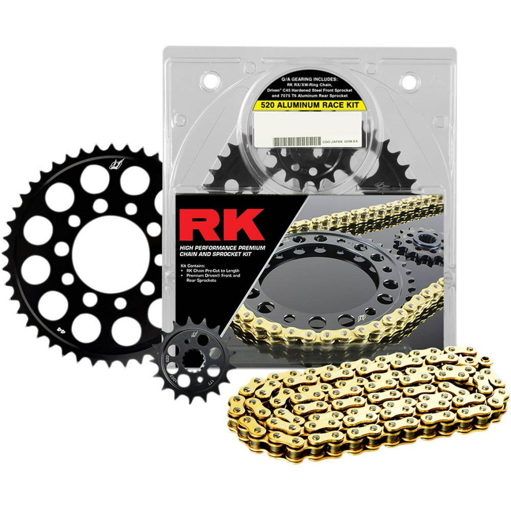 RK 2108118DG 520 Aluminum Race Chain/Sprocket Kit Gold Chain