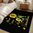 thumbnail image 3 of Area Rug 48×72in, My Sunshine Yellow Sunflower and Butterfly Floor Carpet Living Room Rug, Floral on Black Non-Slip Welcome Mat Indoor Rugs for Bedroom Dining Room, 3 of 9