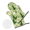 thumbnail image 2 of Oven Mitts and Pot Holders 4 Piece, Lotus Leaves Calla Lily Flowers High Heat Slip Resistant Oven Mitt and Trivets Set Kitchen Oven Glove Pot Holders for Cooking Baking Grilling, 2 of 7