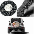 thumbnail image 5 of Delerain Black White American Flag Spare Tire Cover with Backup Camera Hole Wheel Protectors Sun Protector Waterproof for Trailer RV SUV Truck and Many Vehicle(13 Inch for Diameter 21"-23"), 5 of 10