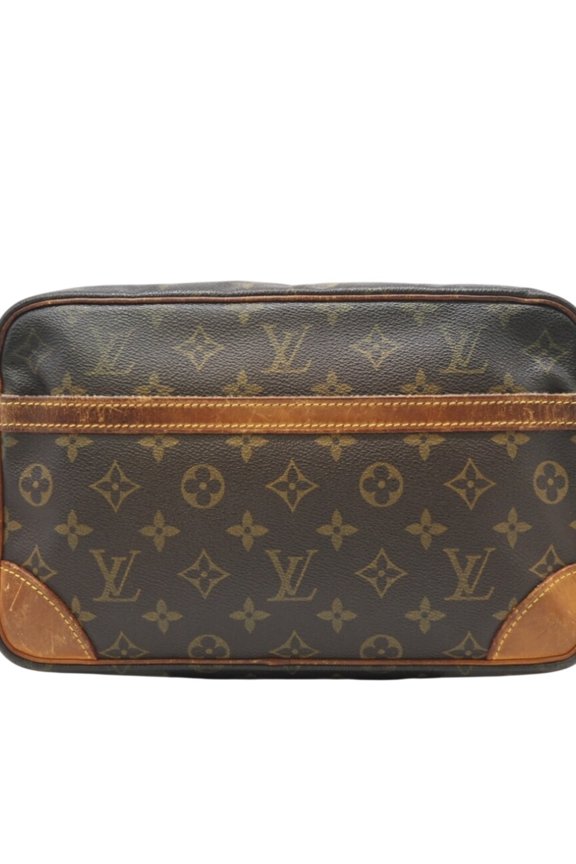 Pre-Owned LOUIS VUITTON Monogram Compigne 28 M51845 Clutch Bag in Brown Coated Canvas for...