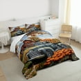 thumbnail image 2 of Manfei Pumpkin Sunflower Floral Queen Comforter Set,Retro Farm Truck Bedding Sets,Western Farmhouse Cabin Bedding Comforter Set For Men Womenm,Breathable Home Decor Reversible,3-Piece, 2 of 7