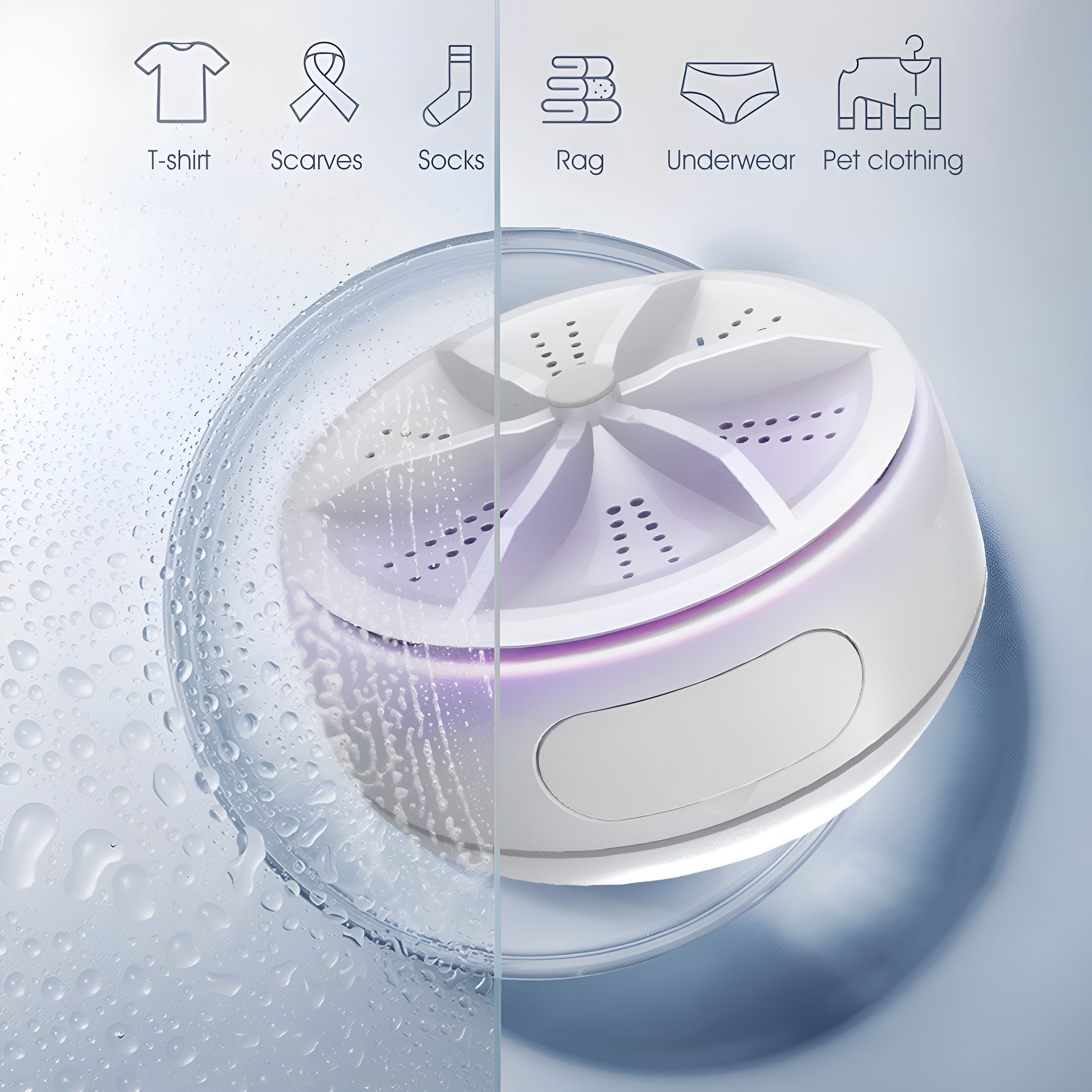 HIBIBUD 2026 New Mini Washing Machine 4 Mode Ultrasonic Turbine Washer Small Ultrasonic Washing Machine Silent Operation Portable Washer Machine with Detergent Storage Design for Home Travel Camping