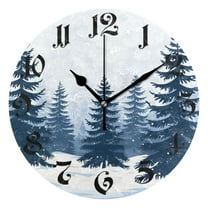 Silent Wall Clock Trees Forest Landscape 10" Non-Ticking Battery Clock Rustic Retro Home Decorative for Living Room Kitchen Bathroom