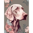 thumbnail image 1 of Weimaraner Dog Portrait with Flower Patterns Modern Detailed Illustration Large Wall Art Poster Print Thick Paper 18X24 Inch, 1 of 5