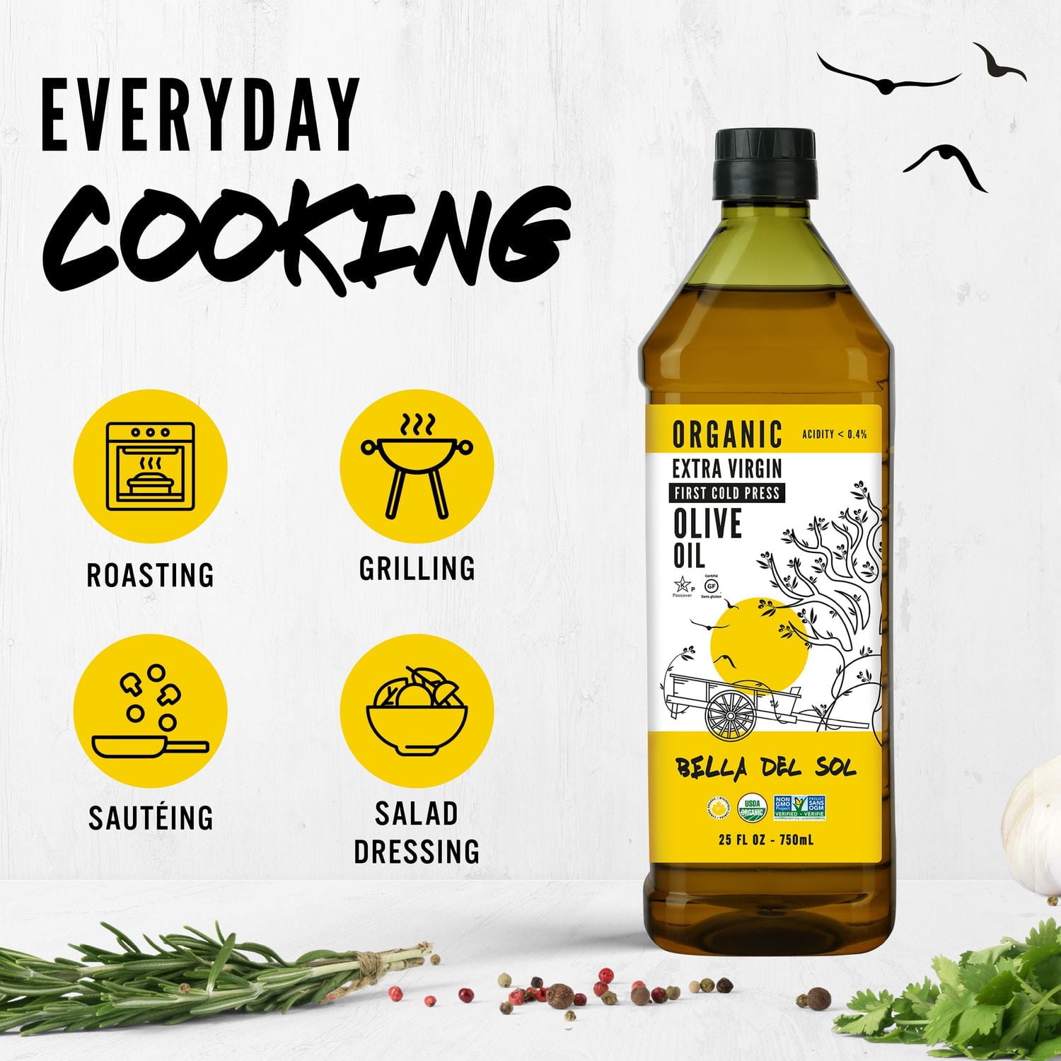 Bella Del Sol Organic Extra Virgin Olive Oil 750ml, Premium – First Cold Press