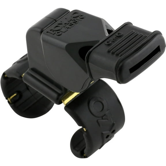 Fox 40 Classic CMG 3-Chamber Pealess Whistle w/ Fingergrip, Black