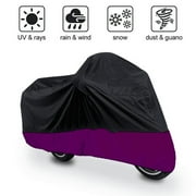 WoWstyle Motorcycle Cover Outdoor Waterproof, 96.5 x 49.2 x 41.3 inch All Season Motorcycle Sun Dust Cover Thicker Waterproof Motorbike Cover-Black Purple