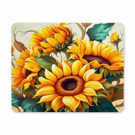 Flower Mouse Pad with Non Slip Rubber Base, Plants Mousepad with Stitched Edge, Waterproof Cute Garden Gaming Mouse Pad for Computer Home Office Gaming Working