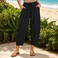 thumbnail image 3 of Bloomae Women's Harem Capri Pants Casual Loose Fit Wide Leg Cropped Trousers Lightweight Drawstring Elastic Waist Lounge Capris with Pockets, 3 of 9