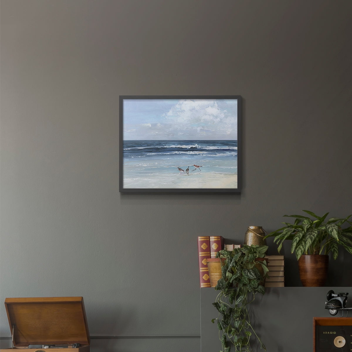 Beach Trio by Sally Swatland - Restickable Framed Giclée Print