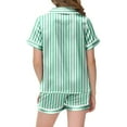 thumbnail image 4 of Pyjamas en Soie pour Filles Pyjamas à Rayures pour Garçons Ensemble de Pyjama 2 Pcs à Manches Courtes pour Enfants, 4 of 4