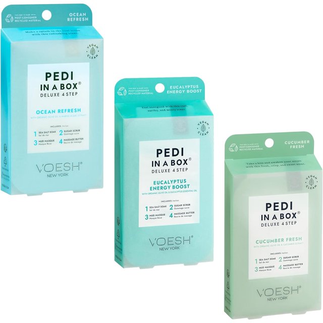 Pedi Trio Frais en 4 Étapes - Lot de Trois, Rafraîchissement de l'Océan, Regain d'Énergie à l'Eucalyptus et Fraîcheur Concombre