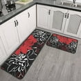 thumbnail image 2 of Red and Black Pioneer Flower Pattern Kitchen Rugs Sets Of 2,Anti Fatigue Kitchen Mat Rugs Non Slip Washable,Decorative Kitchen Floor Mats for Kitchen,Sink,Laundry,17"X30"+17"X47", 2 of 7