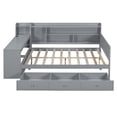 thumbnail image 5 of Harper & Bright Designs Full Size Wood Daybed with Storage Drawers, Built-in Desk with USB Ports and Shelves, Space Saving Platform Bed Frame with Charging Station, Gray, 5 of 18