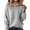 thumbnail image 1 of Suéteres de mezcla de Cachemira for mujer, sudaderas con capucha de lana suave con cuello redondo, jersey de punto acogedor con cordón for Otoño e Invierno 2026, 1 of 4