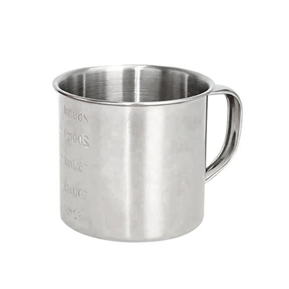 Stainless Steel Measuring Cup with Graduations, Multi-Purpose Metal Mug for Baking Coffee Soup Camping, Accurate Liquid Measurement Tool for Kitchen and Outdoor Use, B
