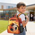 thumbnail image 4 of Jeiento Football 13.5" Preschool Bookbag, Cool Flame Large Capacity Toddler School Bag with Front Zipper Pockets, Dual Use Backpack for Boys Girls Outdoor, 4 of 7