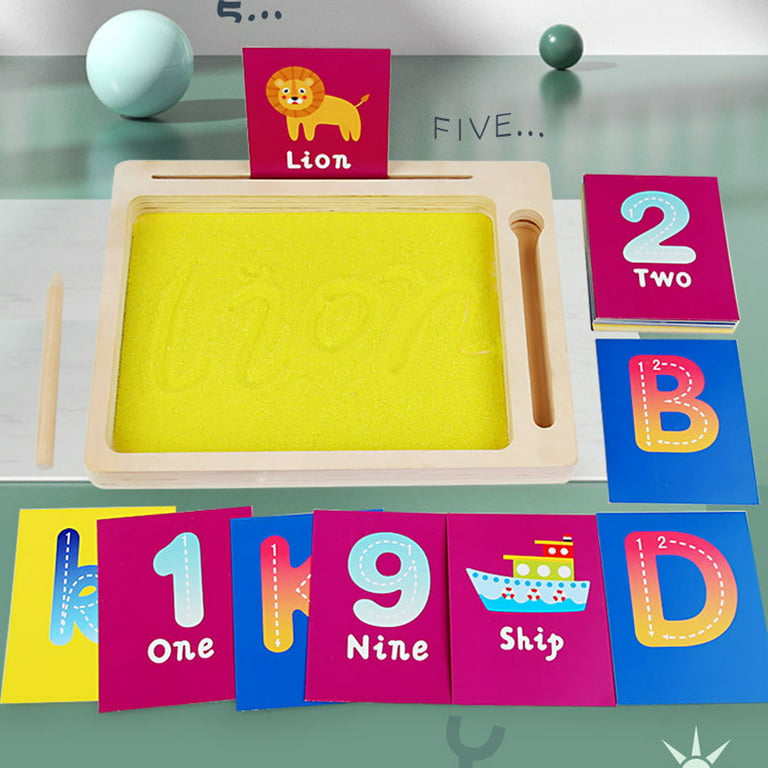 Wooden Story Montessori 2 Part Sand Tray with Flashcard Holder