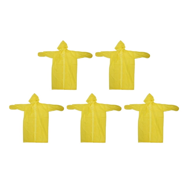 5pc Imperméable à Capuchon Adulte Épaissi EVA Résistant à la Pluie pour les Activités de Plein Air Jaune
