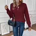 thumbnail image 5 of WULMLEO Womens Sweaters Casual Long Sleeve Crewneck Crochet Knit Pullover Tops 2026 Fall Fashion Trendy Shirts Deep Red L, 5 of 7