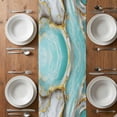 thumbnail image 6 of Turquoise Marble Table Runner - 36 Inch Long, Kitchen Dining Table Runner Dresser Scarves, Modern Abstract Gold Stripes Art Farmhouse Decor for Coffee Tables Wedding Party Banquet, 6 of 8