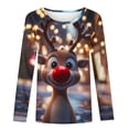 thumbnail image 4 of Plus Size Fall Tops Christmas Blouses 3/4 Sleeve Shirt Holiday Party Ready Loose Fit Soft Stretch Comfort Wear Tunic Tops, 4 of 5