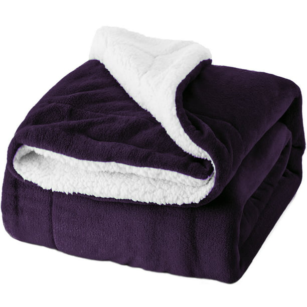 Bedsure Sherpa Fleece Blanket King Purple Plush Throw Blanket Fuzzy ...