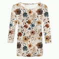 thumbnail image 4 of Towmus 3/4 Length Sleeve Womens Tops Cotton Floral Print Dressy Blouses Crew Neck Casual Tunic Tops Summer Shirts, 4 of 4
