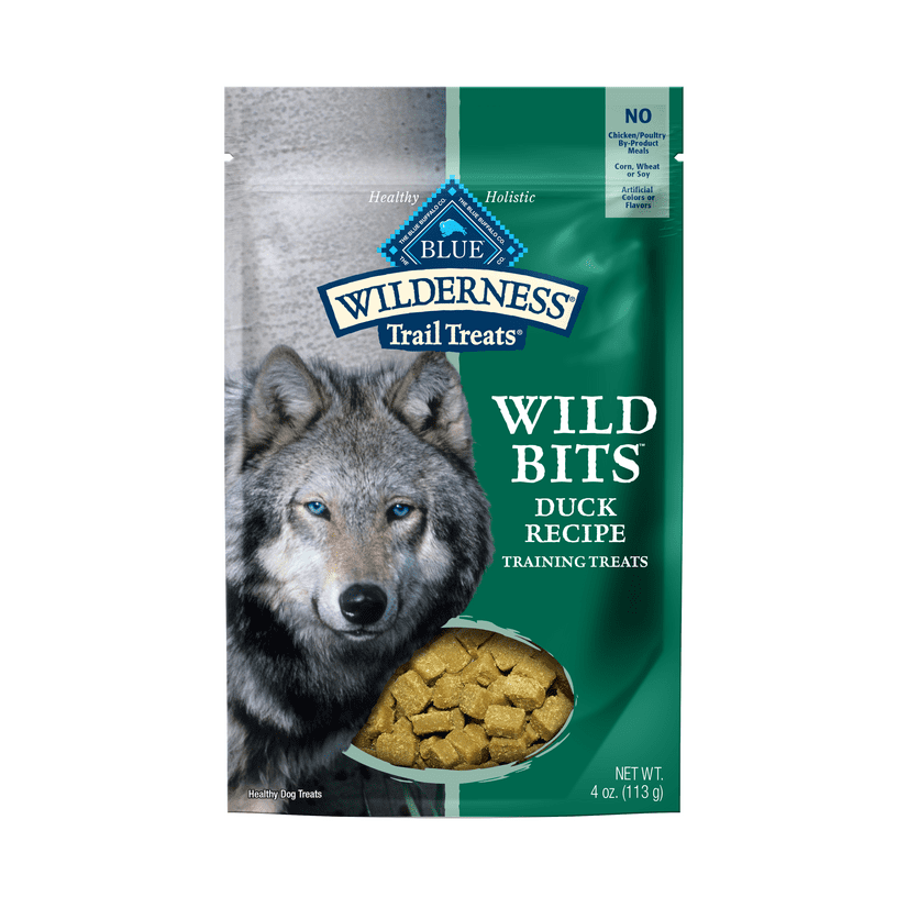 Blue Buffalo Wilderness Trail Treats Wild Bits High Protein Training Treats Duck Flavor Soft Treats for Dogs, Grain-Free, 4 oz. Bag