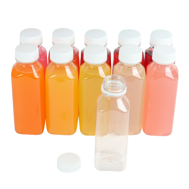MT Products 8 oz Plastic Juice Bottles with Caps - Set of 12