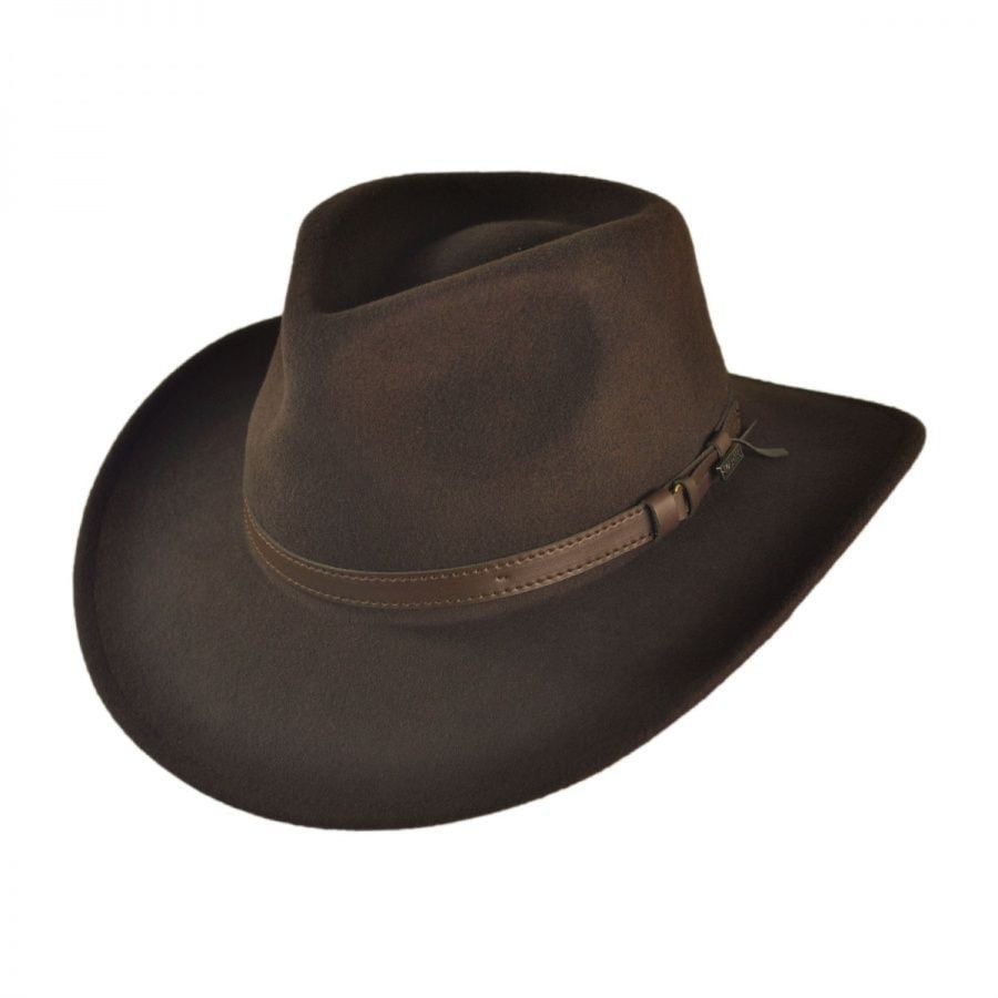 Crushable Wool Felt Outback Hat M Brown