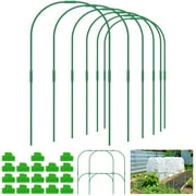 Hcqxnsl Greenhouse Hoop Grow Tunnel Kit - 60Pcs Steel Garden Hoops with Plastic Coating and Clips for Plant Support