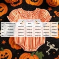 thumbnail image 4 of Staki Baby Girl Halloween Outfit Cute Infant Plaid Pumpkin Bubble Romper Short Sleeve Bubble Romper Halloween Newborn Girl Outfit, Baby Pumpkin Clothes(Orange,0-3 Months), 4 of 5
