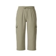 thumbnail image 4 of Oiangi Men's 3/4 Cargo Capris Elastic Waist Drawstring Hike Pants Baggy Open Bottom Summer Capri Pants with Multi-Pocket Gray L, 4 of 9