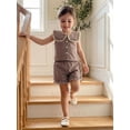 thumbnail image 5 of BemeyourBBs 2Pcs Toddler Baby Girls Summer Outfits Cute Infant Girls Summer Sleeveless Doll Collar Plaid Print Vest Tank Tops and Elastic Waist Shorts Set, 5 of 9