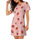 thumbnail image 2 of Fotbe Strawberry Bata de Dormir para Mujer con Estampado, Camisón de Algodón de Manga Corta, Ropa de Dormir Casual, 2 of 6