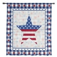 thumbnail image 2 of 4th of July Semi Sheer Curtains Drapes for Living Room, Bedroom, French Doors Window 45 Inches Long, American Flag Star on Wood Blue Checkered Rod Pocket Chiffon Curtain Drapery Voile Drape Panel, 2 of 6