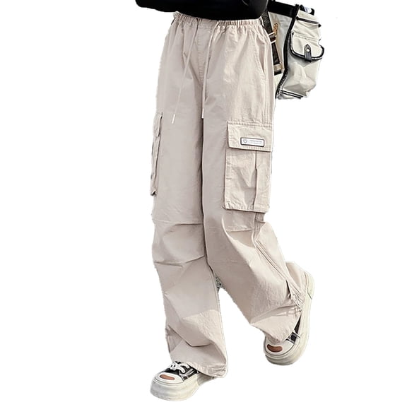 Fgnfyis Girls Summer Lightweight Cargo Pants Elastic Waist Comfortable Breathable Loose Fit Outdoor Play School Casual Toddler Fashion White 12-13 Years